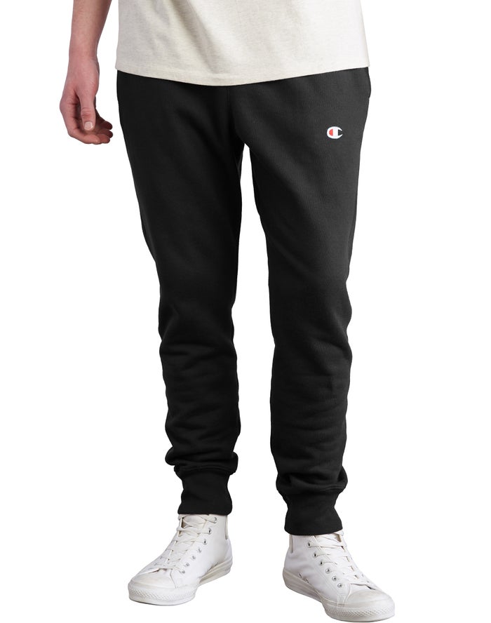 Champion Reverse Weave Erkek Joggers Siyah ( UQFVWL537 )